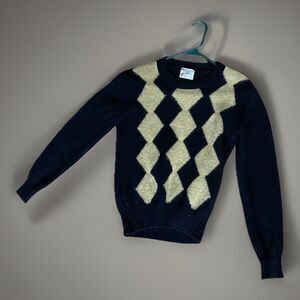 Vintage Shetlander Crazy Horse Sweater Womens Medium? Wool Argyle Brown 70s 80s